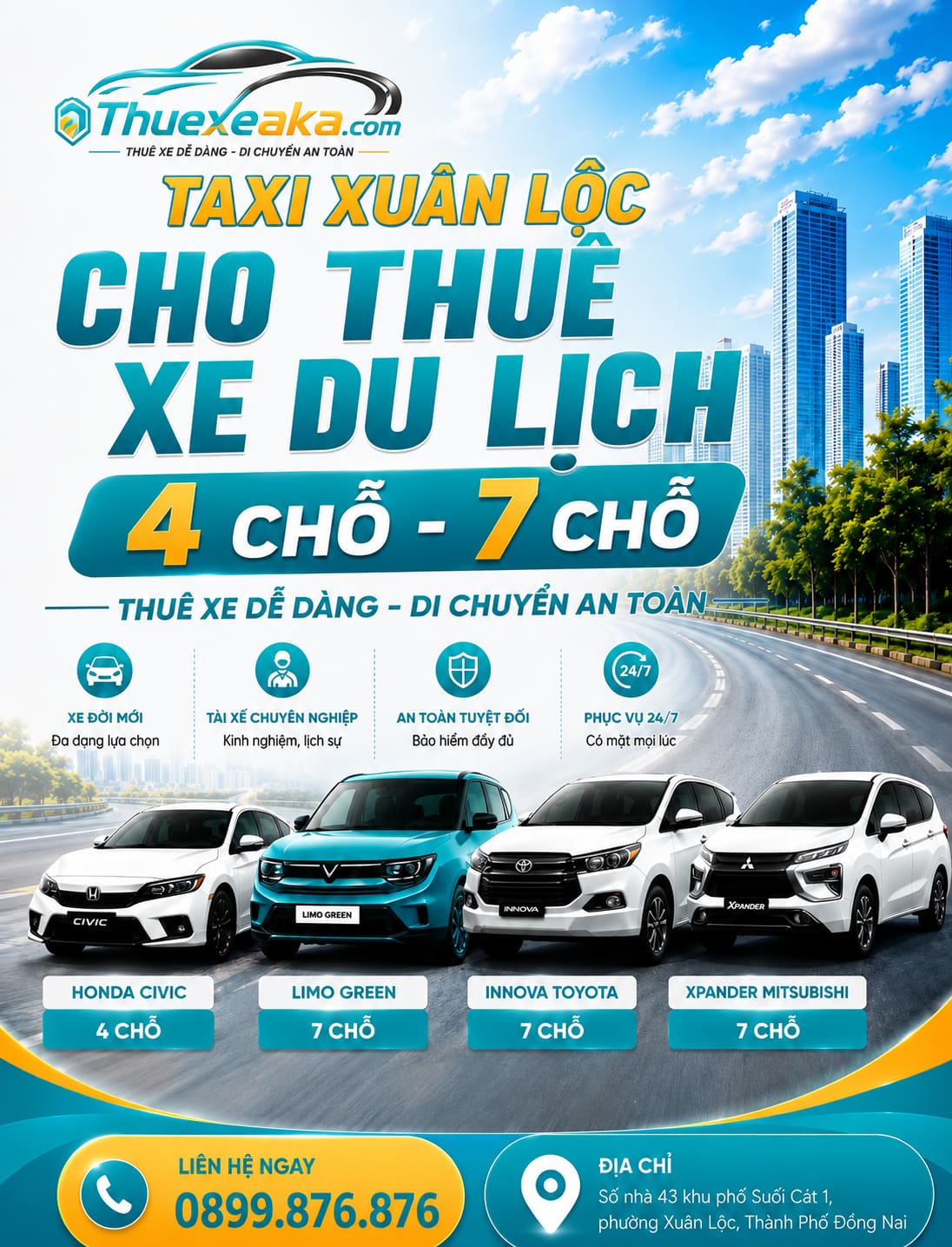 Thuê Xe Aka - Taxi Xuân Lộc Chất Lượng Cao