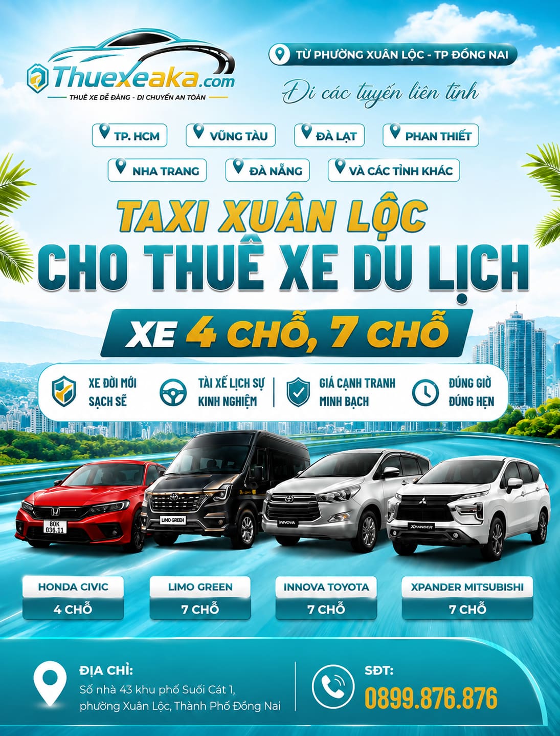 Thuê Xe Aka - Taxi Xuân Lộc Chất Lượng Cao